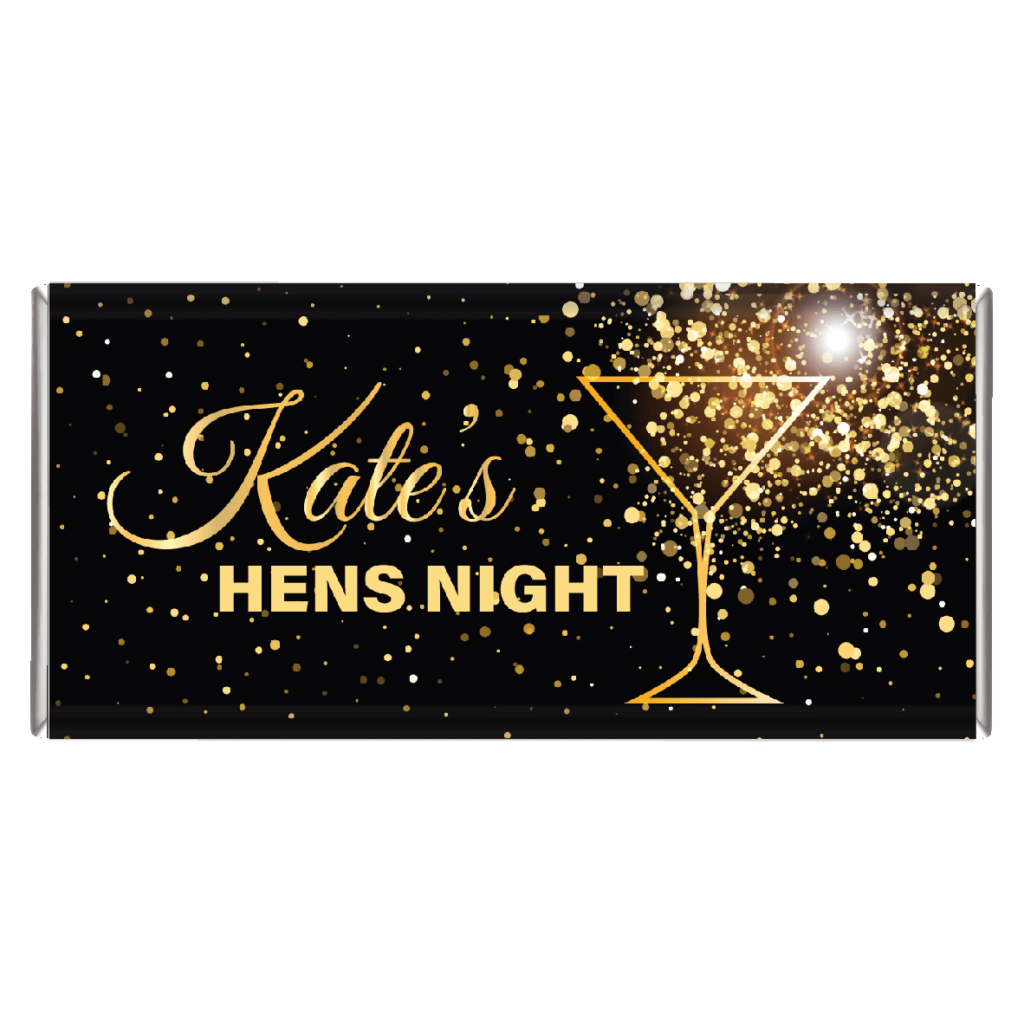 Shop for Black Gold Martini Hens Custom Chocolate Bar - Australia