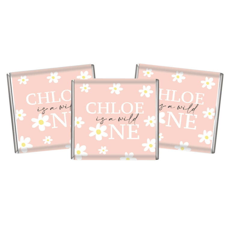 Pink Daisy Theme Custom Petite Chocolates