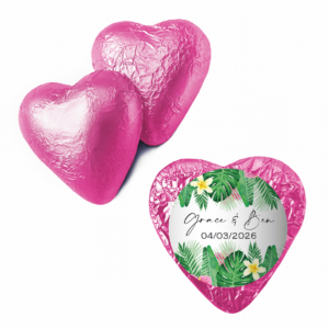 Shop for custom pink chocolate foil hearts - Australia