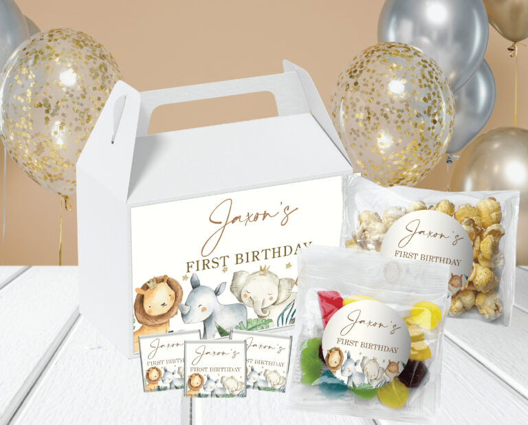Watercolour Baby Animals Personalised Kids Party Lolly Box Pack