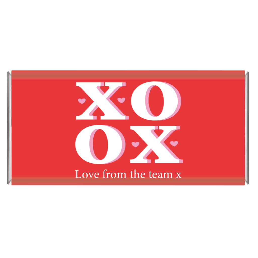 red XOXO chocolate bars custom