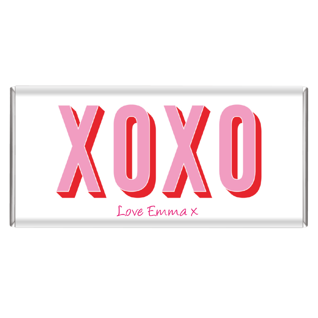 pink xoxo chocolate bar