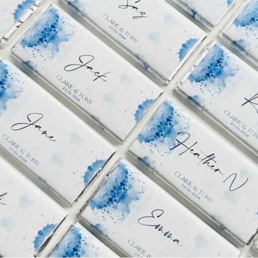 blue watercolour chocolate bars