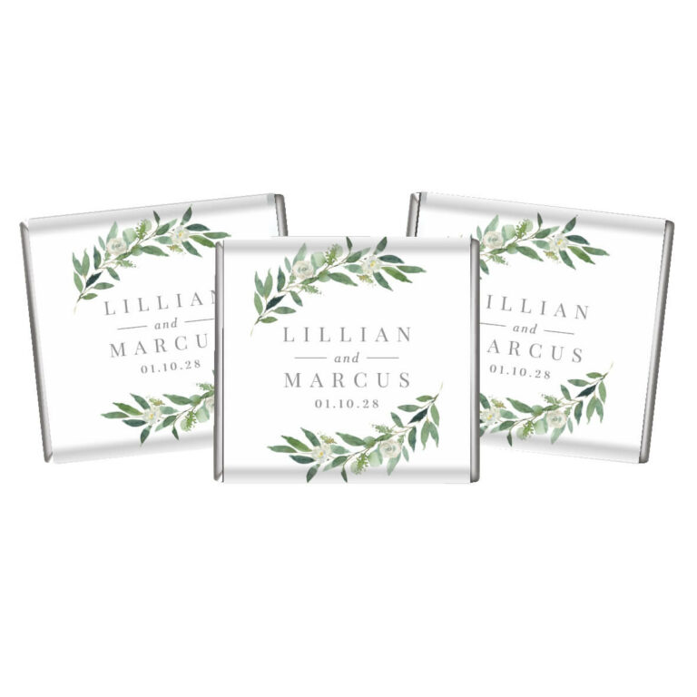 Green Florals Petite Custom Chocolates Favours