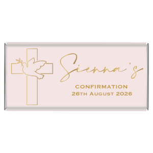 pink dove and cross chocolate favours