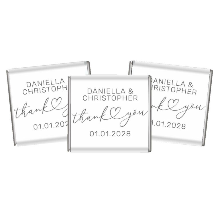 White Thanks You Heart Custom Petite Chocolates