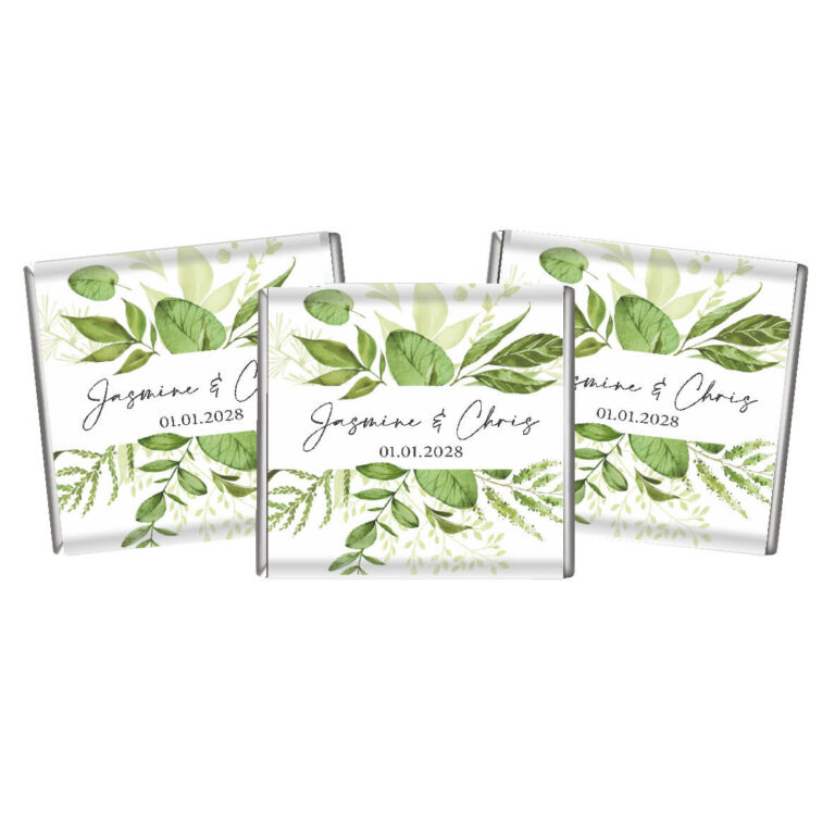Wild Greenery Petite Custom Chocolate Favours