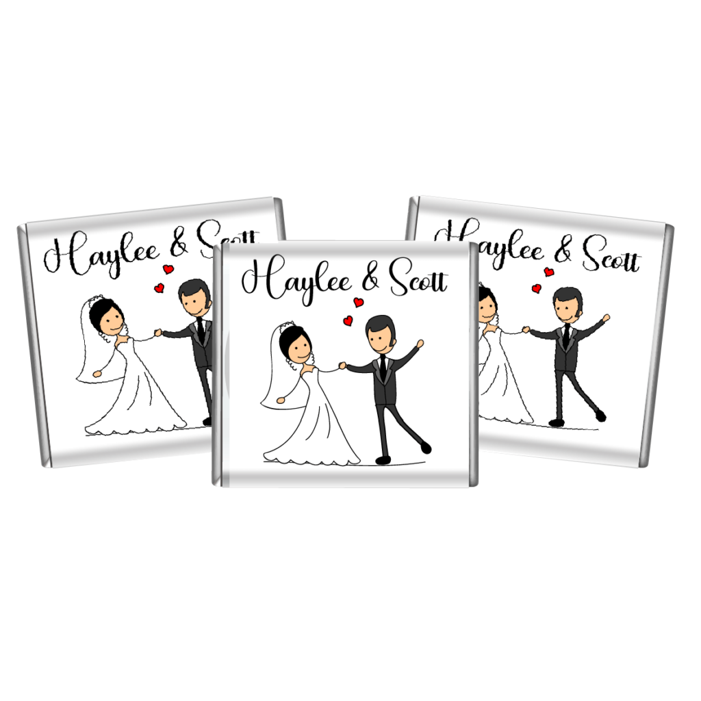 dancing bride and groom custom petite wedding chocolates