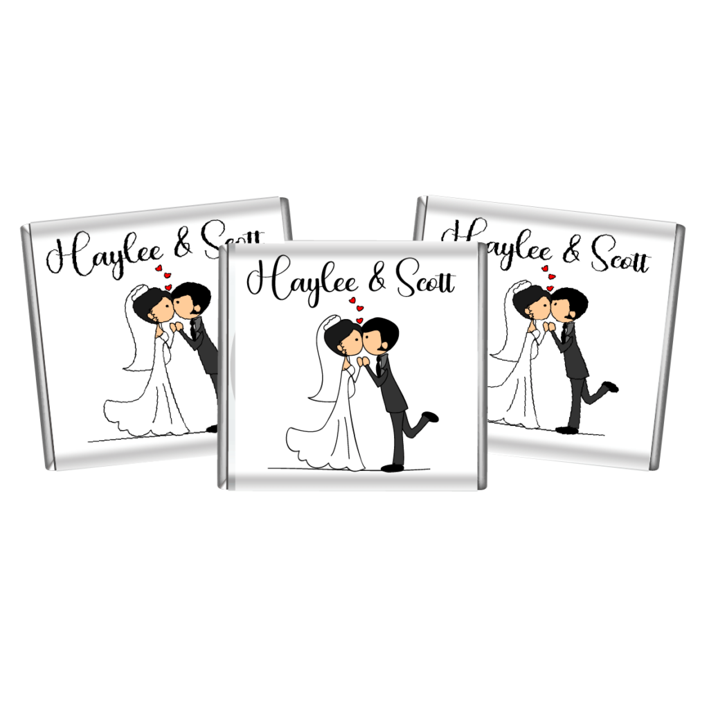 kissing bride and groom custom petite wedding chocolates