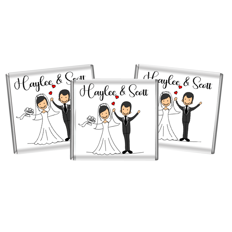 Happy Bride and Groom Custom Petite Wedding Chocolates
