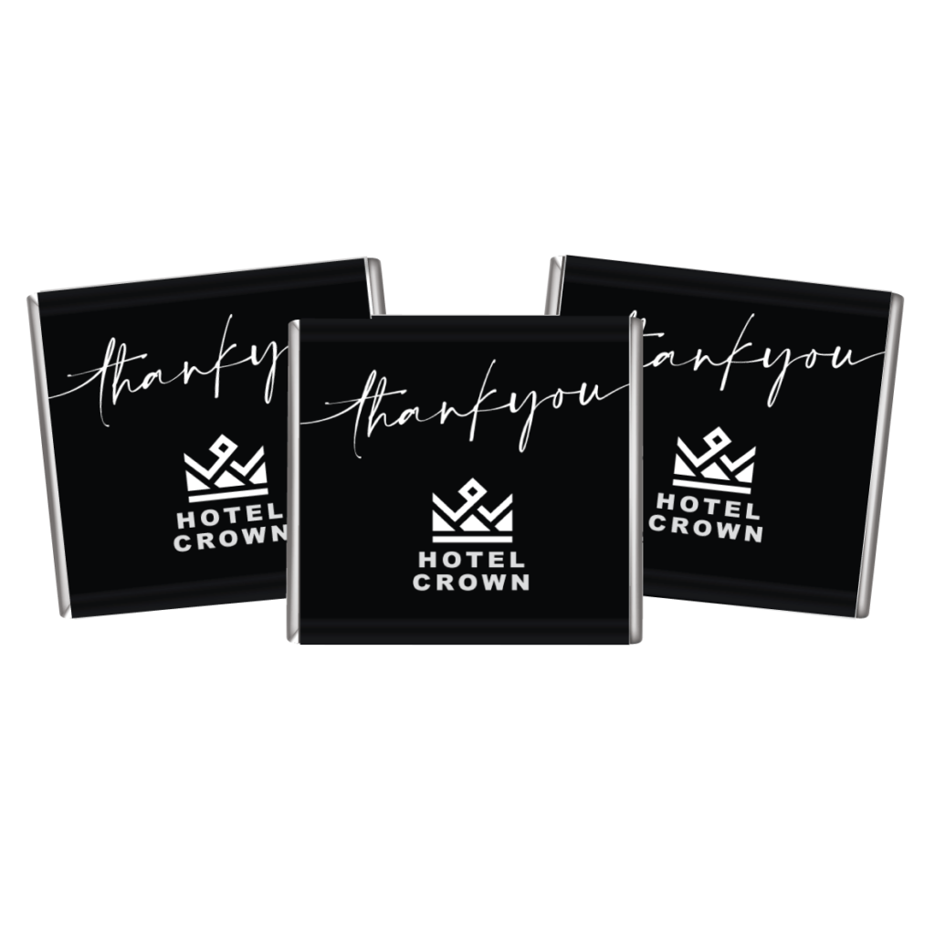 Black and white thank you petite corporate chocolates