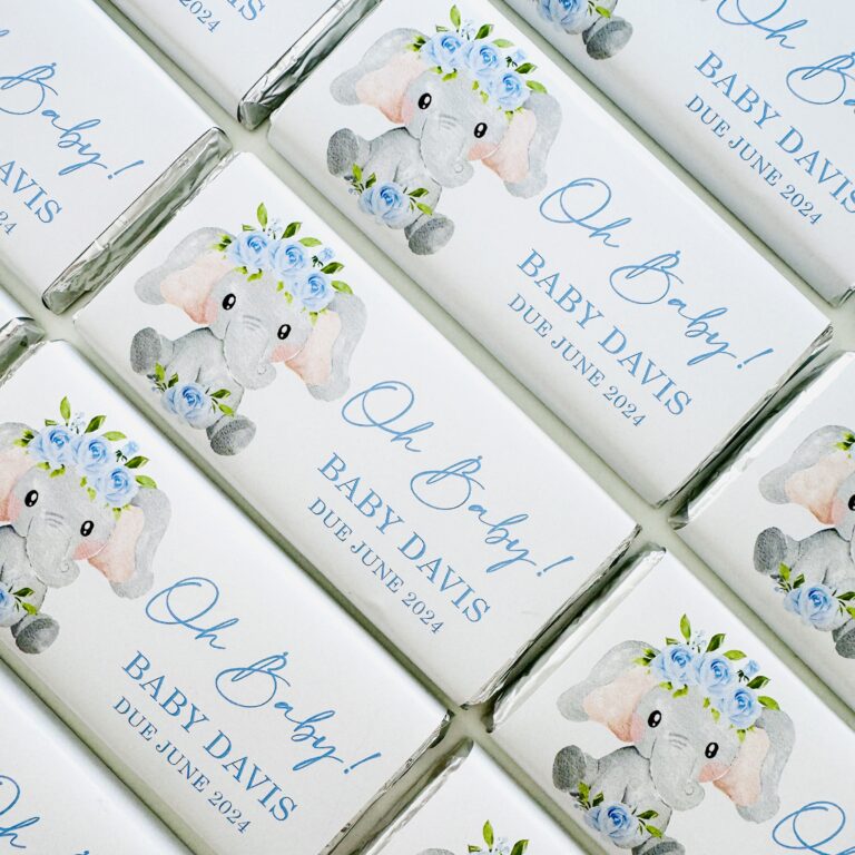 Blue Floral Elephant Personalised Chocolates