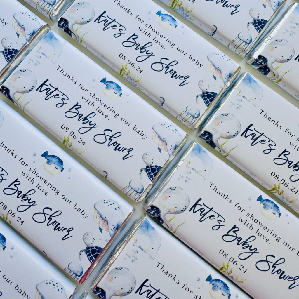 under the sea custom baby shower chocolate bars