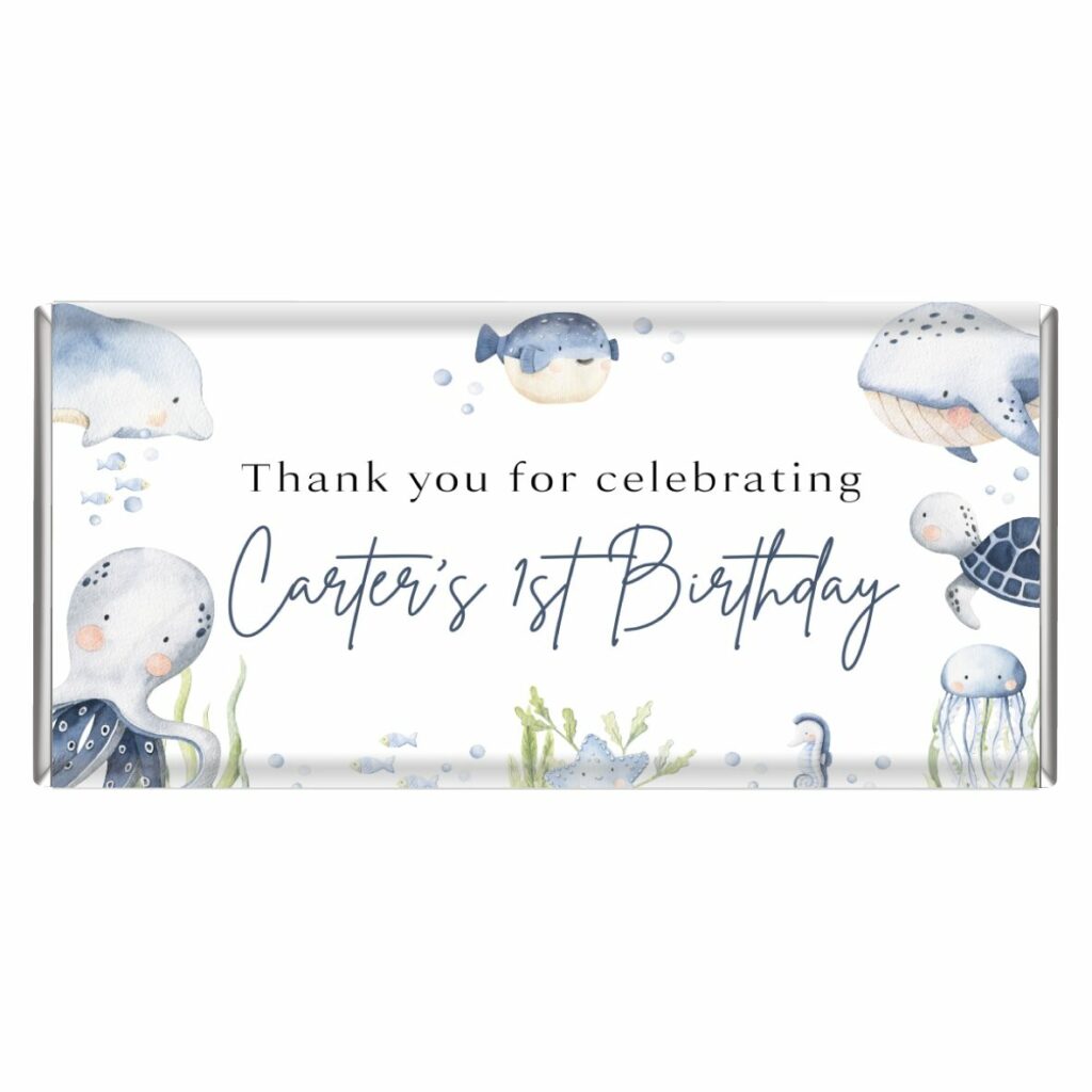 under the sea custom party chocolate bars