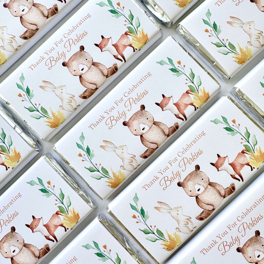 woodlands baby custom chocolate bar