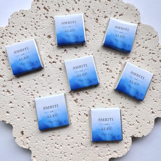 blue white watercolour chocolates