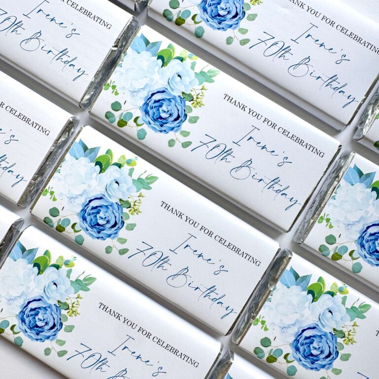 Blue Florals Personalised Chocolate Bar Favours