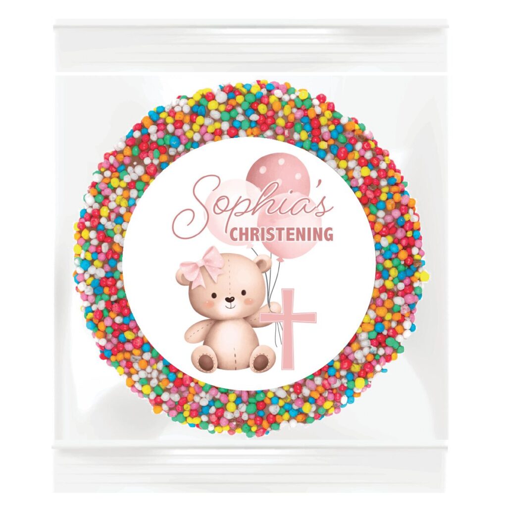 Pink Teddy Bear & Cross Giant Chocolate Freckles