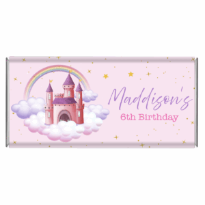 princess castle personalised chocolate bar favours