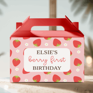 berry first birthday favour box red