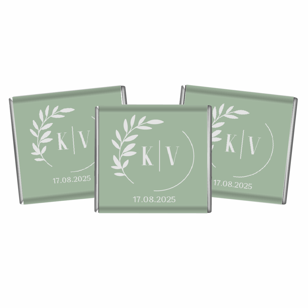sage wreath initials petite custom chocolates petite