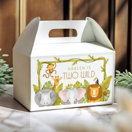 two wild jungle animals theme party lolly box pack